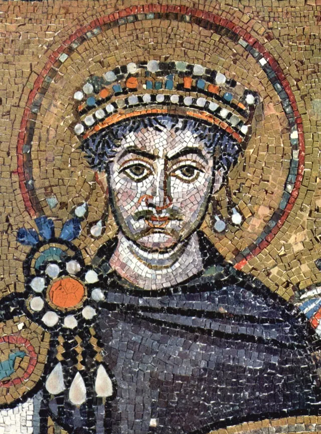 Byzantine mosaic of Emperor Justinian in San Vitale, Ravenna
