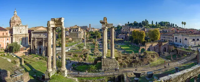 Panoramic view of the Roman Forum in Rome